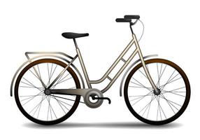 vélo classique féminin en style cartoon. mode de vie sain, respect de l'environnement. transport pour les déplacements en ville. vecteur réaliste coloré. icône