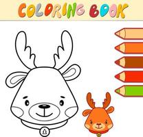 livre de coloriage ou page pour les enfants. illustration vectorielle de noël animal noir et blanc vecteur