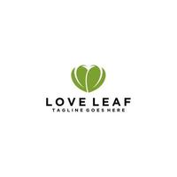 aime le modèle de conception de logo créatif nature. feuille verte simple et symbole de forme de coeur. notion d'écologie. vecteur