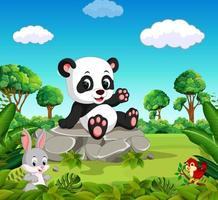 panda dans la forêt vecteur