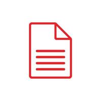 eps10 icône d'art de ligne de document vectoriel rouge ou logo dans un style moderne simple et branché isolé sur fond blanc