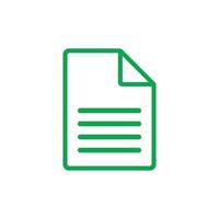 eps10 icône d'art de ligne de document vectoriel vert ou logo dans un style moderne simple et branché isolé sur fond blanc