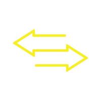 eps10 transfert de vecteur jaune ou icône d'art de ligne de flèches gauche droite pour l'application mobile, l'interface utilisateur et la conception de site Web isolées sur fond blanc