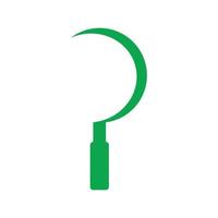 eps10 vecteur vert icône de faucille de jardinage ou logo dans un style moderne simple et branché isolé sur fond blanc