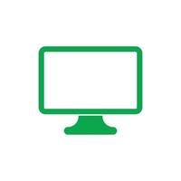 moniteur vectoriel vert eps10 ou icône pc dans un style moderne simple et branché isolé sur fond blanc