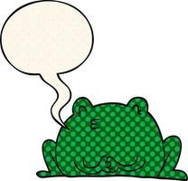 grenouille de dessin animé mignon et bulle de dialogue dans le style de la bande dessinée vecteur