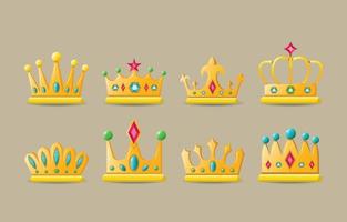 collection d'icônes de couronne luxueuse vecteur