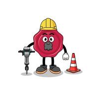 caricature de personnage de cire à cacheter travaillant sur la construction de routes vecteur