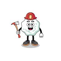 mascotte de dessin animé de pompier chewing-gum vecteur