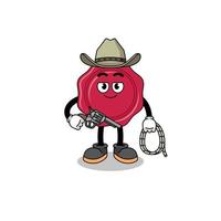 mascotte de personnage de cire à cacheter en tant que cow-boy vecteur