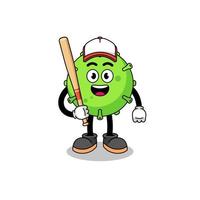 caricature de mascotte de virus en tant que joueur de baseball vecteur