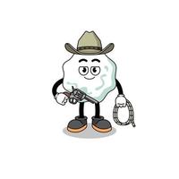 mascotte de personnage de chewing-gum en tant que cow-boy vecteur