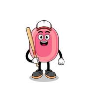 caricature de mascotte de savon en tant que joueur de baseball vecteur