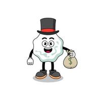 illustration de mascotte de chewing-gum homme riche tenant un sac d'argent vecteur