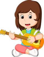 illustration d'une fille jouant de la guitare vecteur
