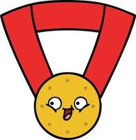 médaille d'or de dessin animé mignon vecteur