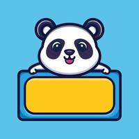 panda mignon avec vecteur premium de personnage de dessin animé de plateau vide