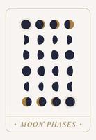 affiches abstraites des phases de lune. décor d'art minimaliste lunaire du milieu du siècle, impression contemporaine mystique. conception de vecteur