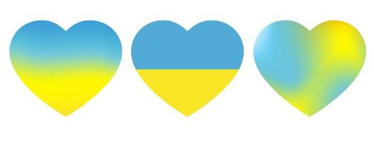 ensemble de drapeau de l'ukraine en forme de coeur. le concept de paix en ukraine. illustration vectorielle isolée sur fond blanc vecteur