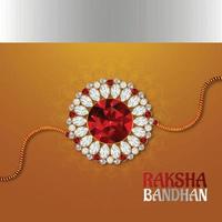 rakhi en cristal pour le festival indien carte de célébration heureuse raksha bandhan vecteur