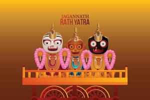 fête traditionnelle indienne happy rath yatra avec lord jagannath balabhadra et subhadra vecteur