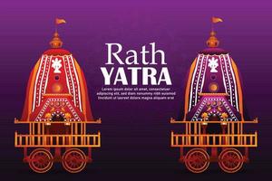 fête traditionnelle indienne happy rath yatra avec lord jagannath balabhadra et subhadra vecteur