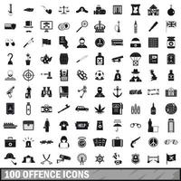 Ensemble de 100 icônes d'infraction, style simple vecteur