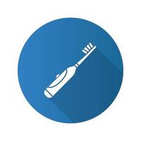 icône de glyphe d'ombre longue de conception plate de brosse à dents électrique. brossage de dents. illustration vectorielle silhouette vecteur