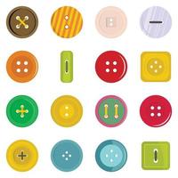 icônes de bouton de vêtements définies dans un style plat vecteur