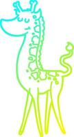 ligne de gradient froid dessinant une girafe de dessin animé vecteur