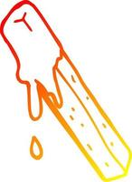 dessin de ligne de gradient chaud dessin animé frites trempées vecteur