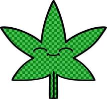 feuille de marijuana de dessin animé de style bande dessinée vecteur