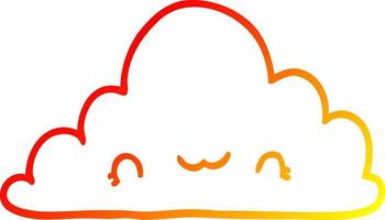 ligne de gradient chaud dessinant un nuage de dessin animé mignon vecteur