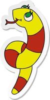 Sticker cartoon kawaii d'un serpent mignon vecteur