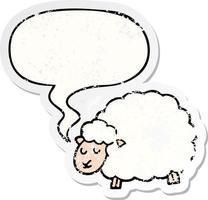 mouton de dessin animé et autocollant en détresse bulle vecteur