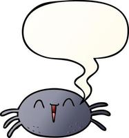 dessin animé halloween araignée et bulle de dialogue dans un style dégradé lisse vecteur
