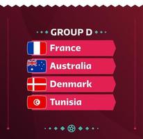 groupe mondial de football 2022 d. drapeaux des pays participant au championnat du monde 2022. illustration vectorielle vecteur