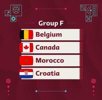 football mondial 2022 groupe f. drapeaux des pays participant au championnat du monde 2022. illustration vectorielle vecteur