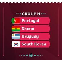 groupe mondial de football 2022 h. drapeaux des pays participant au championnat du monde 2022. illustration vectorielle vecteur