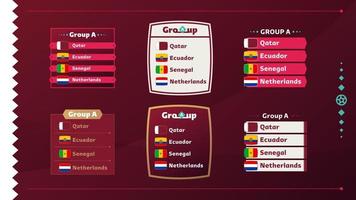 groupe mondial de football 2022 a. drapeaux des pays participant au championnat du monde 2022. illustration vectorielle vecteur