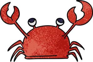 crabe heureux de dessin animé dessiné à la main excentrique vecteur