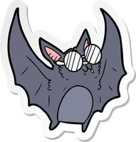 autocollant d'une chauve-souris de dessin animé portant des lunettes vecteur