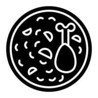 icône de glyphe de riz au poulet vecteur