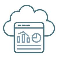 icône de deux couleurs de la ligne de statistiques cloud vecteur