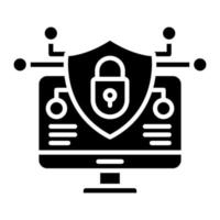 icône de glyphe de sécurité de site Web vecteur