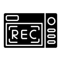 icône de glyphe d'enregistrement vidéo vecteur