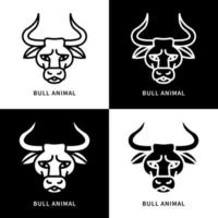 illustration de l'ensemble d'icônes d'animaux de taureau. vecteur de logo de buffle. symbole de caractère de conception du zodiaque boeuf