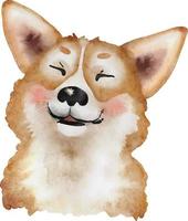 chiot corgi joyeux, illustration aquarelle. vecteur