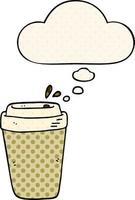 tasse à café de dessin animé et bulle de pensée dans le style de la bande dessinée vecteur