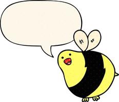 abeille de dessin animé et bulle de dialogue dans le style de la bande dessinée vecteur